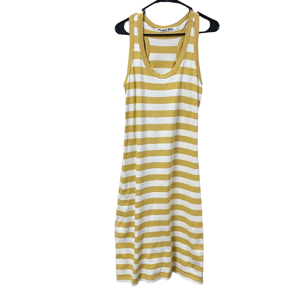 Michael Stars Yellow White Striped Midi Length Dress Size XS